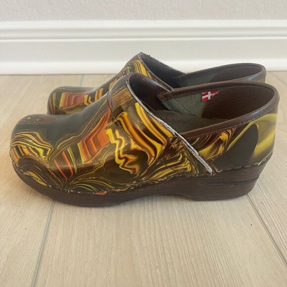 SANITA Danish Leather Clogs Women's US 5.5-6.0/EUR 36 Nursing‎ Brown Psychadelic - Picture 1 of 8